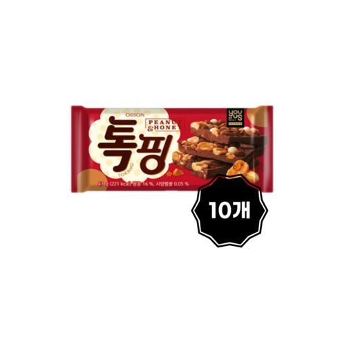 [골드중앙마켓] 톡핑 피넛&허니 초콜릿, 48g, 10개