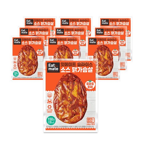 [랭킹닭컴] 잇메이트 슬라이스 소스 닭가슴살 토마토로제, 150g, 10개, 150g