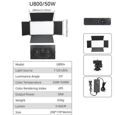 U600 LED 비디오 조명 2 색 스탠드 원격 제어 조도 조절 패널 사진 스튜디오 라이브 필 램프, 09 12 INCH Kit 1_02 EU