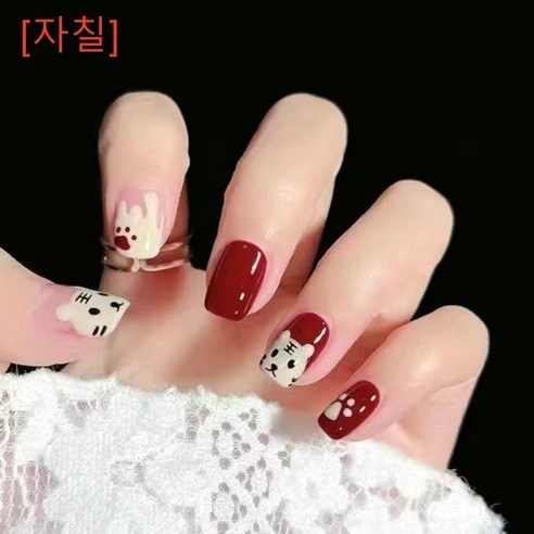 [자칠]웨어러블 네일 패치 미디엄 롱 페이크 네일, 049