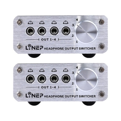 2pcs 4 In 4 Out 헤드폰 3.5mm Mp3 오디오 신호 스위처 디지털, 9.5x6.5x2.8m, 알루미늄, 블랙