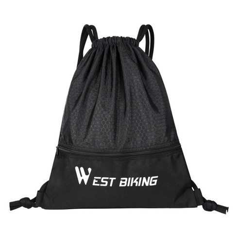 15L Drawstring 배낭 스포츠 체육관 가방 여성용 남성용 메쉬 팩 포켓, 블랙, 폴리 에스터