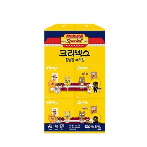 크리넥스 카카오 홈냅킨 130p, 화이트, 6개, 130매입