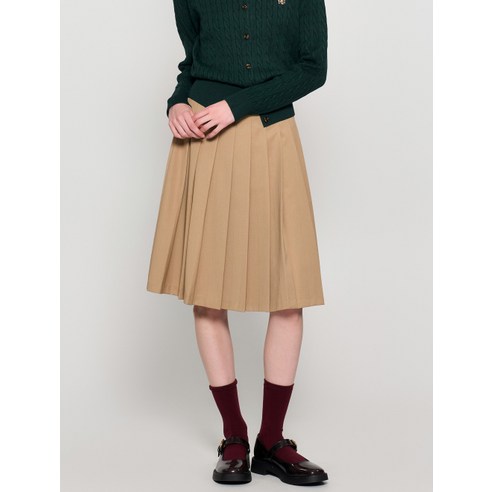 (백화점 상품) 제너럴아이디어 뉴클래식 플리츠 미디스커트 [BEIGE] / WBD3L13505 4132543