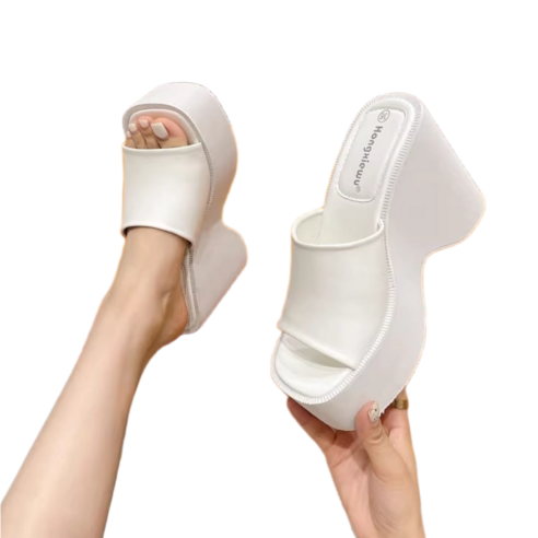 스튜디오 웨딩촬영 편안한 통굽슬리퍼 가보시샌들 스퀘어 키높이 웨지힐 미용실