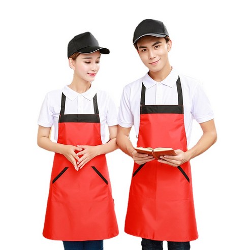 ANKRIC 레스토랑 웨이터 앞치마 얼룩 방지 원피스앞치마, 빨간색