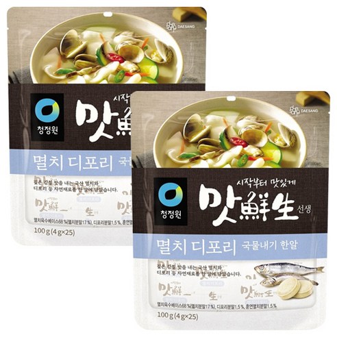 청정원 맛선생 멸치 디포리 국물내기 한알 육수 / 코인육수, 100g, 2개