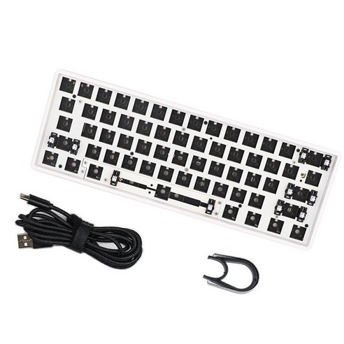 안정기 Type-C 케이블이 있는 60% 키보드용 GK61X RGB 핫스왑 맞춤형 DIY 키트, 30x11x3cm, 플라스틱, 하얀
