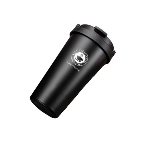 ANKRIC 보온컵 직접 마시는 스테인레스 스틸 커피 컵 야외 창조적 인 304 찻잔 선물 컵, 블랙