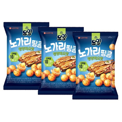 롯데 오잉 노가리땅콩 청양마요맛 80g x 3개