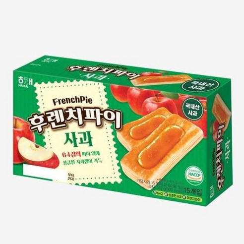해태 핵맛탱 후렌치파이 사과 192g 탕비실 사무실 학원 캠핑 손님접대 간식 유치원 디저트, 1set