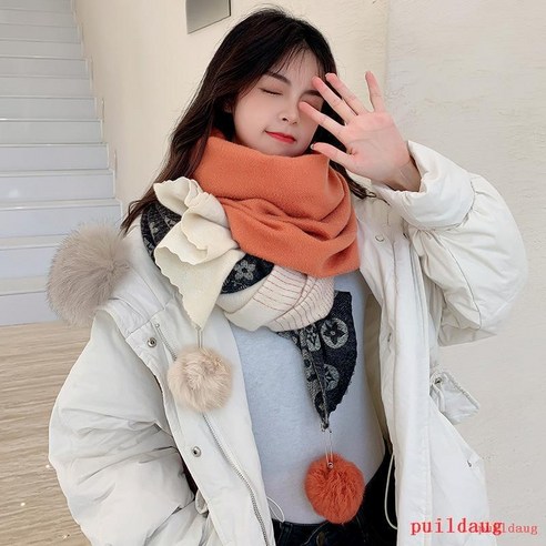 한국어 패션 목도리 여성 가을 겨울 두껍다 양용 보온 숄 벨벳 목도리