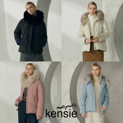 Kensie 여성 폭스퍼 구스다운 숏점퍼는 겨울용으로 따뜻하고 세련된 스타일을 완성할 수 있습니다.