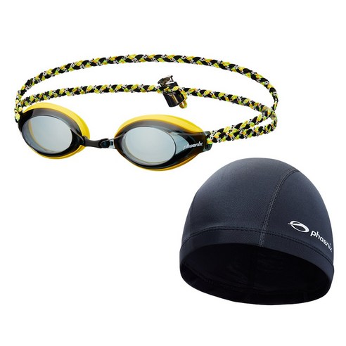 피닉스 아동 패브릭수경 PN 508J FB + 스판수모 SET, Black, 1개