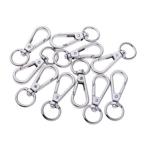 10Pcs 회전 스냅 후크 및 끈 열쇠 주최자 물병 홀더 캠핑 하이킹 낚시 여행 야외 활동, 실버, 합금