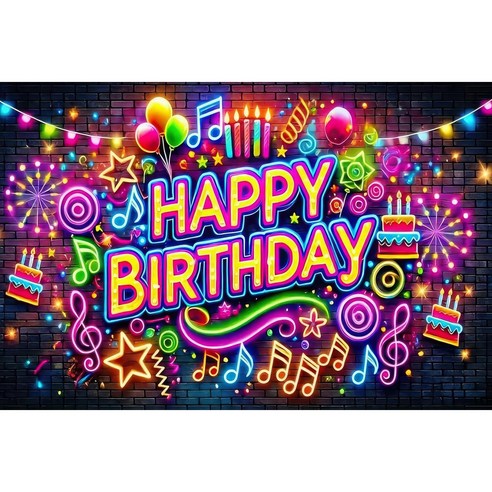 태쓰 생일 파티 현수막 남아 여아 엄마 아빠 생일 배너 3, 형광촛불