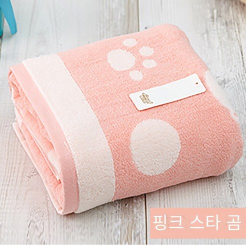 면 목욕 수건 가정용 흡수성 빠른 건조, 핑크 스타 베어 목욕 타월], {"크기":"70x140cm"}