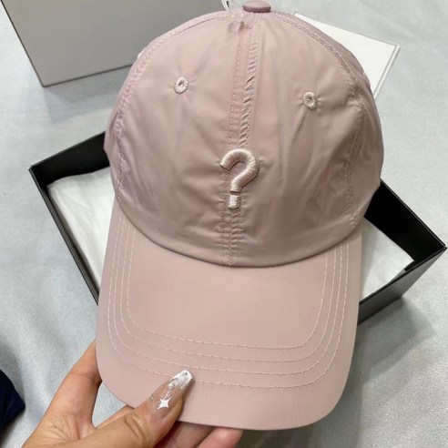 매치 심플 물음표 자수 속건 야구 모자 여자 봄 여름 통기 땀 흡입 커플 실켓 오리털 모자 캐주얼, 조절 가능, 분홍색