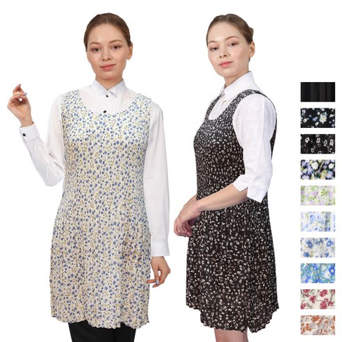 가벼운 쉬폰 주름 여름 앞치마 CR01, CR01 갈색꽃, 1개