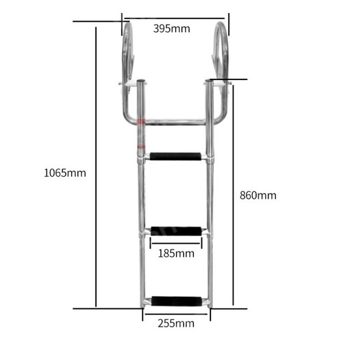 보트 접이식 사다리 요트 선박 마린 아치형 스테인레스 난간 손잡이, 아치형 접이식 3단 사다리