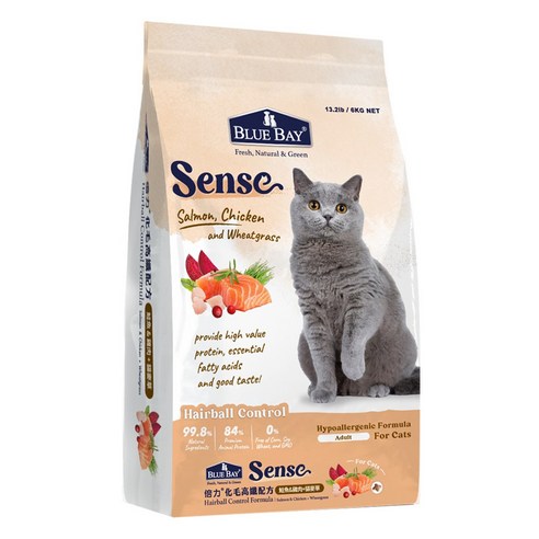 블루베이 고양이 센스 닭 & 연어 & 밀싹 건식사료, 1개, 6kg