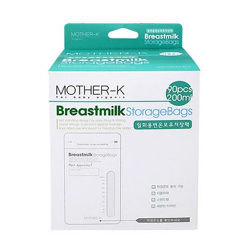 마더케이 일회용 변온 모유 저장팩 200ml, 90매, 6개