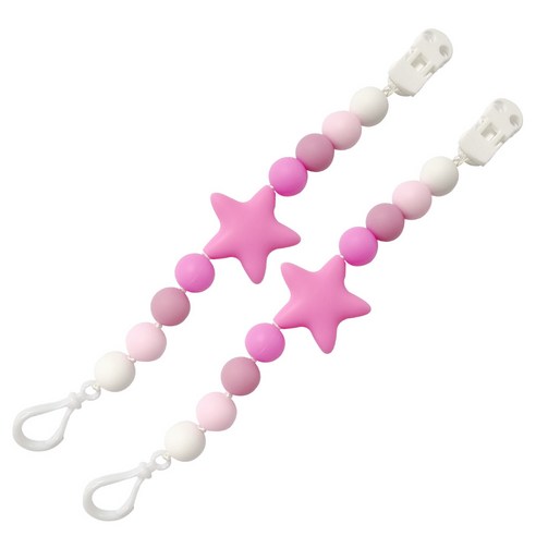 아가프라 실리콘 노리개홀더2개 /공갈젖꼭지 홀더/아기 쪽쪽이클립 신생아 치발기 분실방지, 스타핑크, 2개