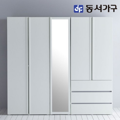 동서가구 솔트 스테디 2000 옷장세트 3단 서랍 거울형 mcr047, 그레이