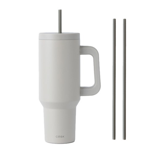 캐스크 대용량 손잡이 텀블러, 1세트, 1180ml, 웜 그레이