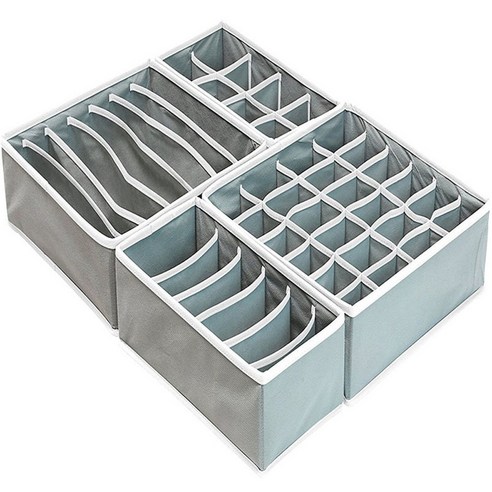 [LF] 속옷 브래지어 접이식 옷장 정리 상자 옷장 스카프 양말 브라 정리함, Grey 4pcs 1 set