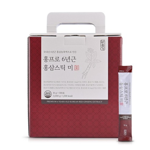 브랜드없음 [바름가] 홍프로 6년근 홍삼스틱 미 10ml, 10g, 100개