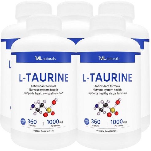 [미국빠른직구] 신제품 마이라이프 내추럴스 엘 타우린 1000mg (수퍼사이즈), 360정, 5개