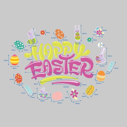 부활절 happy easter 토끼 달걀 드워프 꽃 자기 스티커 명절 장식 차고 문 스티커 냉장고 스티커, CT040