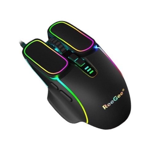 M65 RGB 게이밍 마우스 유선 USB 광학 컴퓨터 마우스 최대 7200개까지 조정 가능한 6개의 DPI 6개의 프로그래밍 가능한 버튼이 있는 인체공학적 게이머 노트북 PC, 블랙