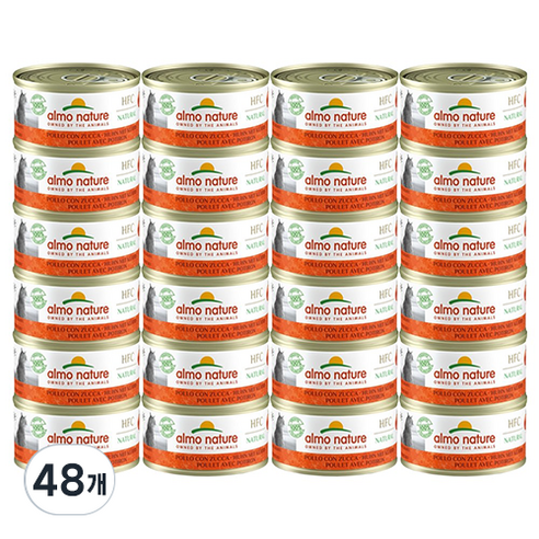 알모네이쳐 고양이 주식캔, 70g, 닭고기와 호박, 48개
