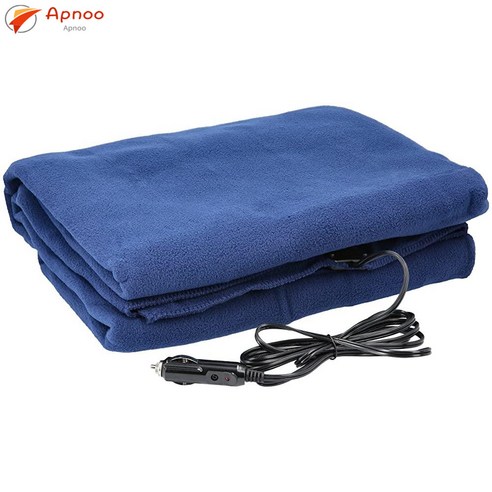 Apnoo 전기요 자동차용 극세사 3단 조절 온열 전지담요, 12V(150cm*110cm), 블루