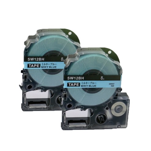 [호환] 엡손 라벨 프린터 테이프 9 12 18 mm LW-K200BL LW-K420 OK730 라벨지 핑크 그린 블루 옐로우 파스텔, 18mm, 밀크 블루 2개