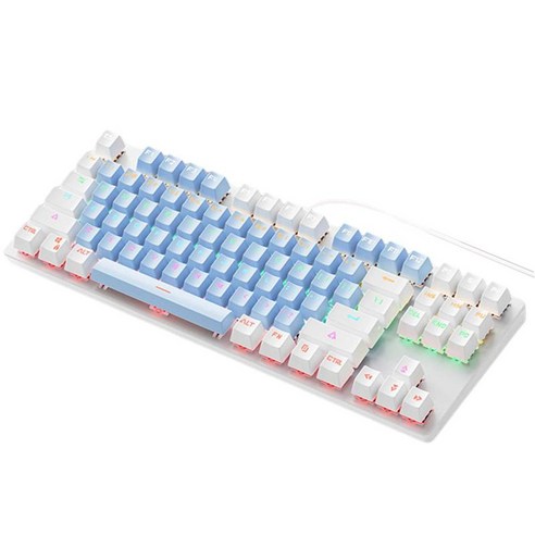 기계식 키보드 60 80 기계식 키보드 RGB 스위치 LED USB 기계식 게이밍 키보드 rgb 핫스왑, 14 x 4.9 x 1.57인치, ABS, 화이트 블루