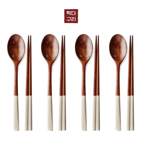 딱다구리 나무수저 연화수 파스텔 옻칠수저세트, 1개, 수저4인세트, 크림