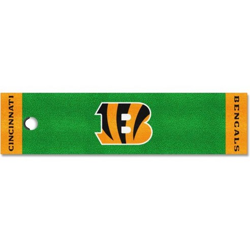 퍼팅매트 골프매트 퍼팅용 FANMATS NFL 남녀공용 퍼팅 그린 매트, Cincinnati Bengals, 18 Inch x 72 Inch, Cincinnati Bengals