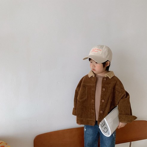 유블리 아동 코듀로이 배색 버튼 감성 골덴 자켓 부하구