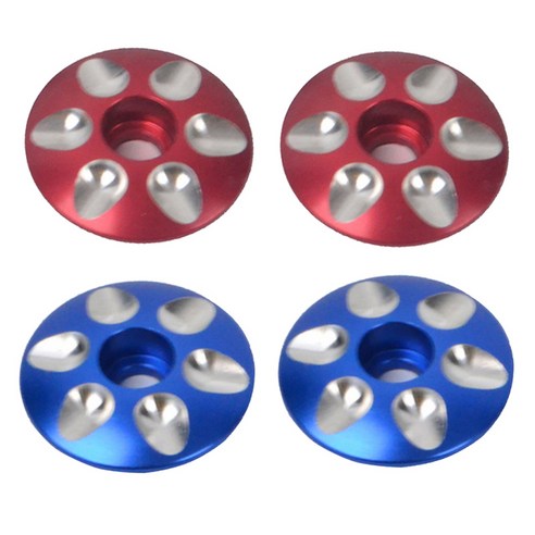 4pcs 알루미늄 합금 도로 자전거 자전거 줄기 헤드셋 상단 캡 커버, 블루 레드