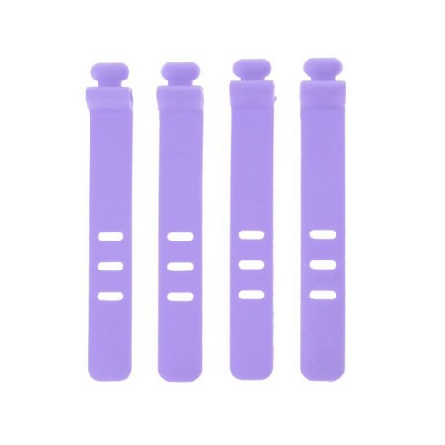 4 조각 소프트 실리콘 케이블 와인 더 이어폰 케이블 주최자 와이어 스토리지, 보라색