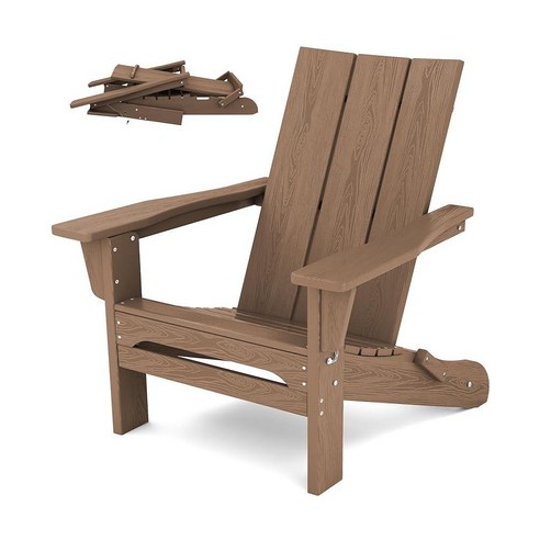 SERWALL Modern Folding Adirondack Chair Red, 1 pack, 브라운