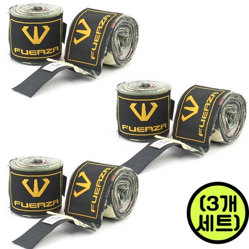 훼르자 복싱핸드랩 4M 까모 3세트 복싱붕대 손목부상방지, 3개