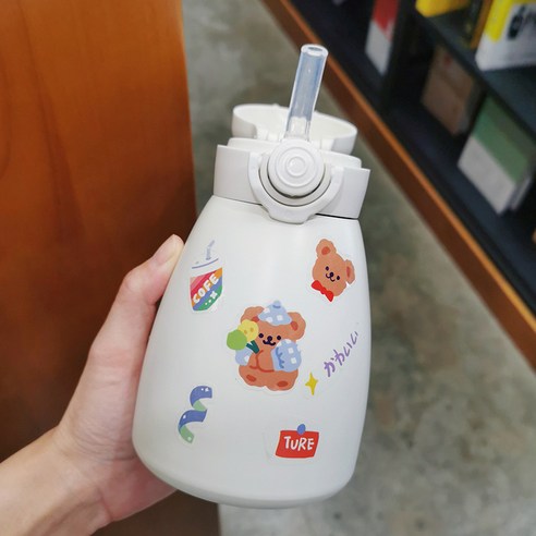 smy보온병 컵 대용량 큰 배꼽 컵 여성 학생 휴대용 주전자 귀여운 Ins 컵, 색깔13, 하나