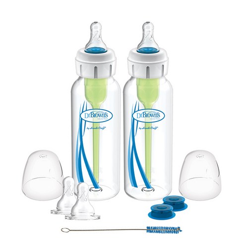 닥터브라운 미국산 구순구개열 특수젖병 250ml 트윈팩 배앓이 방지-젖꼭지2개 특수밸브2개, 1개