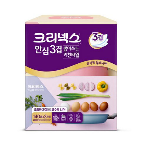 크리넥스 안심 3겹 뽑아쓰는 키친타올, 140매, 6개