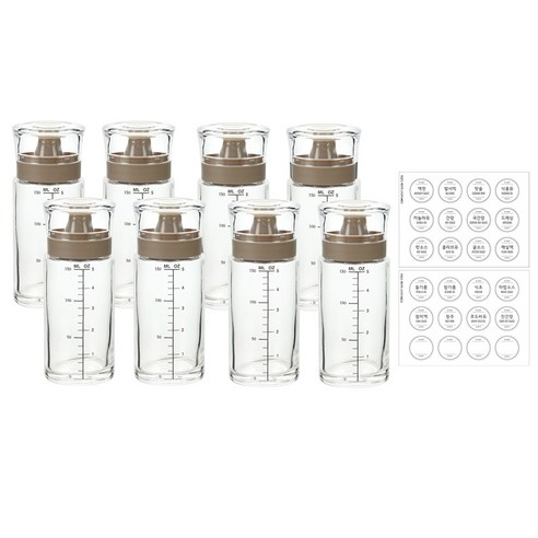 시노글라스 신형 오일병 양념병+스티커 24종, 그레이, 8개, 170ml