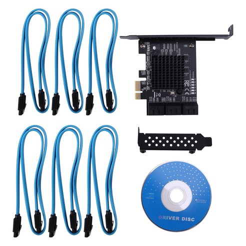 Monland 6포트 SATA III PCIe 카드 컨트롤러 카드-6GB/S 내부 어댑터 변환기 PCI 3.0 확장 카드, 검은 색과 파란색